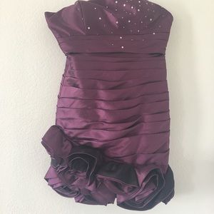 Strapless purple dress